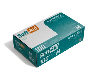 Imagem de LUVA NITRILICA SOFT AID S/PO AZUL M C/100
